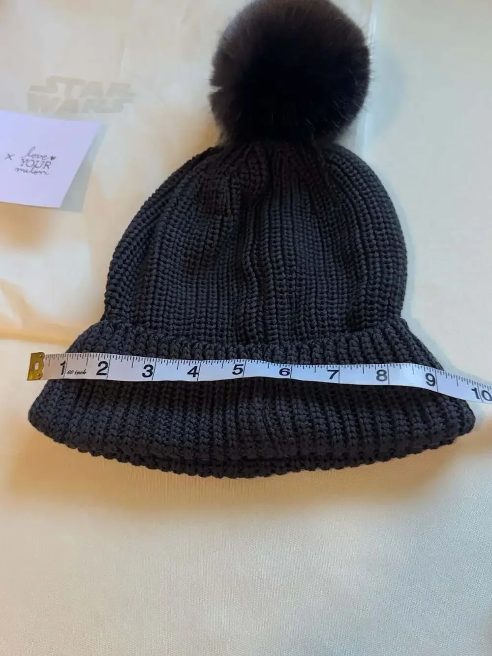 Star Wars Mandalorian Grogu Love Your Melon Knit Beanie Hat NWT Charcoal